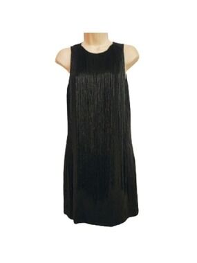 H&M Black Fringe Bodycon Dress Size 4